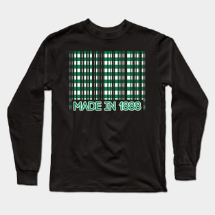 MADE IN 1888, Glasgow Celtic Football Club Green and White Barcode Design Long Sleeve T-Shirt